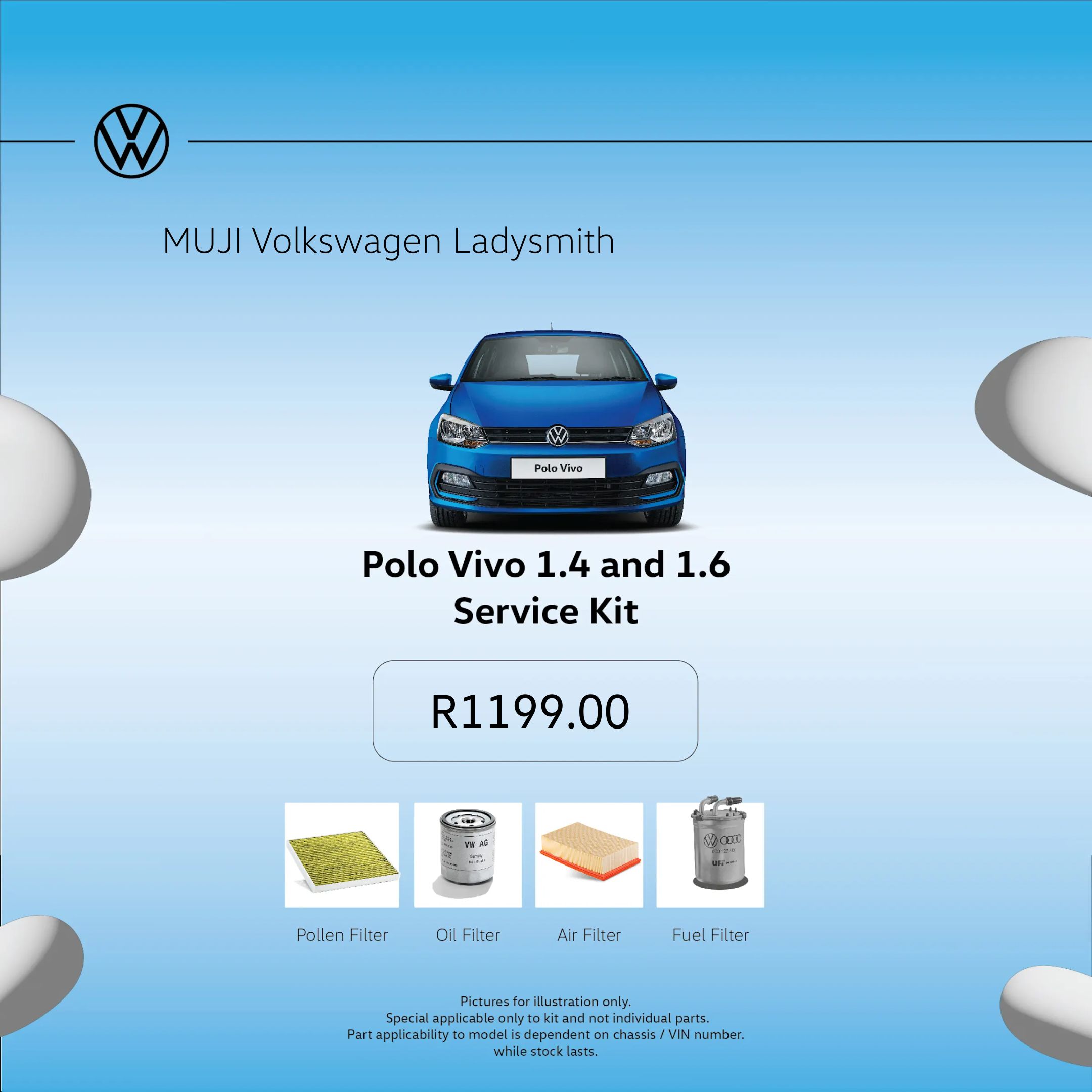 Polo Vivo 1.4 and 1.6 Service Kit Special Offer