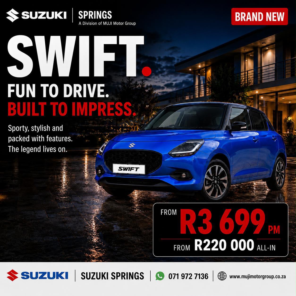 SWIFT. FUN TO DRIVE, BUILT TO IMPRESS image from MUJI Motor Group